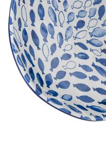 Melamine serveerbord met patroon Vassoio in wit/blauw, L 52 x B 30 cm, Melamine, Blauw, wit, 30 x 52 cm