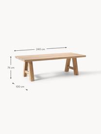 Eettafel Ashton van eikenhout, verschillende formaten, Massief eikenhout, geolied
100% hout uit duurzame bosbouw

Dit product is gemaakt van duurzaam geproduceerd, FSC®-gecertificeerd hout., Licht eikenhout geolied, B 220 x D 100 cm