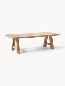 Mesa de comedor de madera de roble Ashton, tamaños diferentes, Madera maciza de roble ligeramente barnizada. 
100% madera procedente de silvicultura sostenible 

Este producto está hecho de madera de origen sostenible y con certificación FSC®., Madera de roble clara barnizada, An 220 x F 100 cm