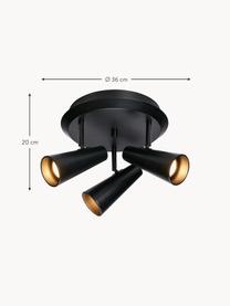 Faretti da soffitto in metallo Crest, Metallo rivestito, Nero, Ø 36 x Alt. 20 cm