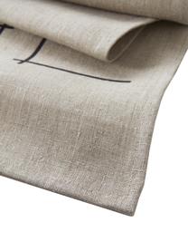 Camino de mesa de lino Merrin, estilo boho, 100% lino, Beige, negro, An 40 x L 140 cm