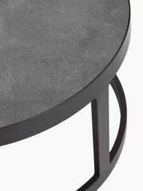 Set de mesas redondas para exterior Jacob, 2 uds.., Tablero: cerámica, Estructura: aluminio, con pintura en , Tonos grises, gris antracita, Set de diferentes tamaños