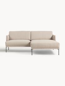 Kleines Ecksofa Fluente, Bezug: 100 % Polyester Der strap, Gestell: Massives Kiefernholz, Bir, Füße: Metall, pulverbeschichtet, Webstoff Beige, B 198 x T 152 cm, Eckteil links