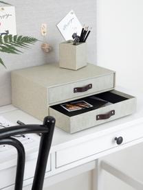 Bureau organizer Birger II, Organizer: canvas, massief karton, Handvatten: leer, Lichtbeige, donkerbruin, B 33 x D 25 cm