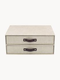 Organizador de escritorio Birger, Caja: canvas, cartón macizo, Asa: cuero, Beige claro, marrón oscuro, L 33 x An 25 cm