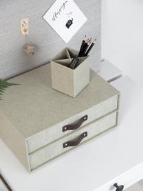 Organizador de escritorio Birger, Caja: canvas, cartón macizo, Asa: cuero, Beige claro, marrón oscuro, L 33 x An 25 cm