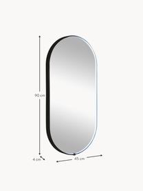Ovaler Wandspiegel Avior mit LED-Beleuchtung, Rahmen: Aluminium, beschichtet, Spiegelfläche: Spiegelglas, Schwarz, B 45 x H 90 cm