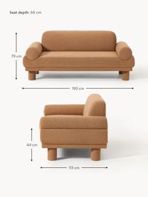 Bouclé-Sofa Lilo (2-Sitzer), Bezug: Bouclé (93 % Polyester, 6, Bouclé Hellbraun, B 190 x T 93 cm