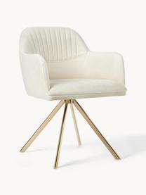 Chaise pivotante en velours Lola, Velours blanc crème, doré, larg. 53 x prof. 55 cm