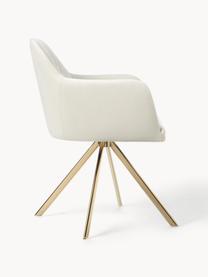Sametová otočná židle Lola, Krémově bílá, zlatá, Š 53 cm, H 55 cm