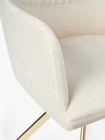 Chaise pivotante en velours Lola, Velours blanc crème, doré, larg. 53 x prof. 55 cm