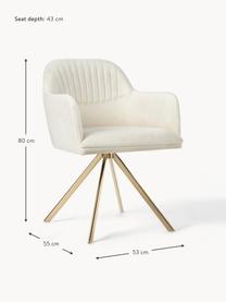 Chaise pivotante en velours Lola, Velours blanc crème, doré, larg. 53 x prof. 55 cm