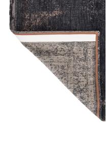 Tapis vintage chenille Medaillon, Noir, beige