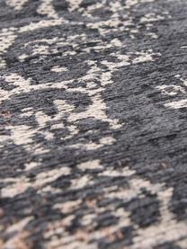 Tapis vintage chenille Medaillon, Noir, beige