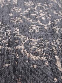 Tapis vintage chenille Medaillon, Noir, beige