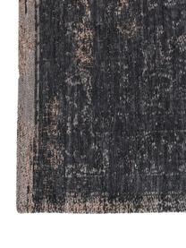 Tapis vintage chenille Medaillon, Noir, beige