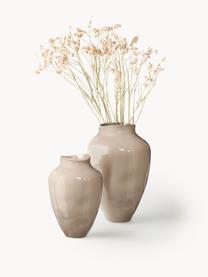 Handgefertigte Vase Latona, H 41 cm, Steingut, Beige, glänzend, Ø 27 x H 41 cm