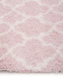 Alfombra de pelo largo Mona, Parte superior: 100% polipropileno, Reverso: 78% yute, 14% algodón, 8%, Rosa palo, blanco crema, An 200 x L 300 cm (Tamaño L)