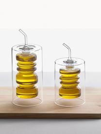 Handgefertigter Essig- und Öl-Spender Rings, H 19 cm, Borosilikatglas, Transparent, Ø 8 x H 19 cm