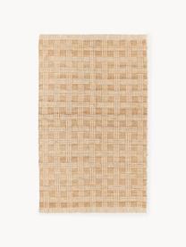 Handgewebter Teppich Almir mit Fransen, 70 % Jute, 30 % Baumwolle, Hellbraun, Cremeweiß, B 120 x L 180 cm (Größe S)