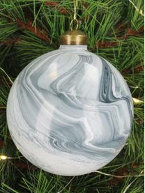 Pallina di Natale effetto marmo bianco Marble 6 pz, Vetro, Bianco, grigio, effetto marmo, Ø 10 cm