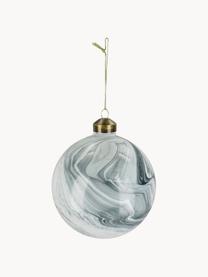 Bolas de Navidad Marble, 6 uds., Vidrio, Blanco y gris efecto mármol, Ø 10 cm