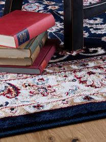 Gemusterter Teppich Isfahan in Dunkelblau im Orient Style, 100% Polyester, Dunkelblau, Mehrfarbig, B 80 x L 150 cm (Größe XS)