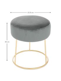 Tabouret rond en velours Clarissa, Revêtement : gris Pied : couleur dorée