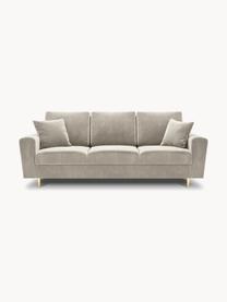 Fluwelen slaapbank Moghan (3-zits) met opbergruimte, Bekleding: 100% polyester fluweel He, Frame: massief grenenhout, spaan, Fluweel beige, goudkleurig, B 235 x D 100 cm