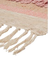 Plaid rose et beige avec fils Lurex Madison, Beige, rose vif, blanc