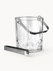 Kleiner Eiseimer Harvey mit Eiszange und Kristallrelief, Glas, Transparent, Ø 13 x H 14 cm