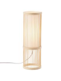 Tafellamp Nori van bamboehout, Diffuser: stof, Beige, Ø 12 x H 36 cm