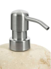 Dosatore di sapone in marmo Luxor, Testa della pompa: acciaio inossidabile, Beige marmo, argento, Ø 12 x A 13 cm