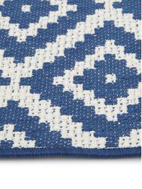 Vzorovaný koberec do interiéru/exteriéru Miami, modrá/biela, 86 % polypropylén, 14 % polyester, Krémovobiela, modrá, Š 160 x D 230 cm (veľkosť M)