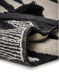 Badvorleger Lovely mit Zebra-Muster und Quasten, 100% Baumwolle, Öko-Tex®-zertifiziert, Cremeweiß, Schwarz, B 50 x L 80 cm