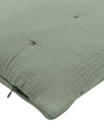 Housse de coussin matelassée vert Lune, 100 % coton, Vert, larg. 45 x long. 45 cm