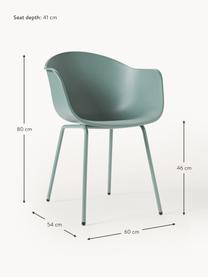 In- & outdoor stoel Claire, Zitvlak: 65% kunststof, 35% glasve, Poten: gepoedercoat metaal, Groen, B 60 x D 54 cm