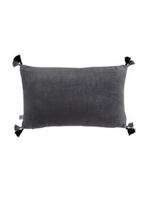 Coussin rectangulaire velours Palm, Gris