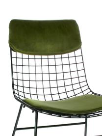 Samt-Sitzauflagen-Set für Metall-Stuhl Wire, 2-tlg., Bezug: 60% Baumwolle, 40% Polyes, Grün, Set mit verschiedenen Größen