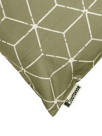 Outdoor kussen Cube met grafisch patroon in groen/wit, met vulling, 100% polyester, Groen, wit, 30 x 50 cm