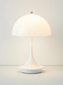 Lampada da tavolo portatile a LED con luce regolabile Panthella, alt. 24 cm, Paralume: vetro acrilico, Struttura: alluminio rivestito, Vetro acrilico bianco, Ø 16 x Alt. 24 cm
