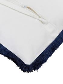 Housse de coussin 45x45 motif maritime en coton bio Toja, 100% coton bio certifié GOTS, Blanc, bleu, larg. 45 x long. 45 cm