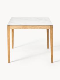 Mesa de comedor en look mármol Jackson, tamaños diferentes, Tablero: piedra cerámica es aspect, Aspecto mármol blanco, madera de roble barnizada, An 180 x F 90 cm