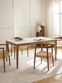 Mesa de comedor en look mármol Jackson, tamaños diferentes, Tablero: piedra cerámica es aspect, Aspecto mármol blanco, madera de roble barnizada, An 180 x F 90 cm