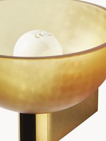Dimbare LED wandlamp Fata, Lampenkap: thermoplastisch materiaal, Lampvoet: gerecycled ABS met metall, Goudkleurig, B 16 x H 17 cm