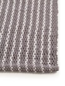 Tapis de bain rayures Bono, 100 % coton, Gris, blanc, larg. 50 x long. 80 cm