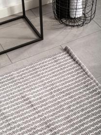 Tapis de bain rayures Bono, 100 % coton, Gris, blanc, larg. 50 x long. 80 cm