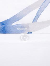 Baumwollperkal-Kissenbezug Francine mit Blatt-Muster, 65 x 65 cm, Webart: Perkal Fadendichte 180 TC, Weiss, Blautöne, B 65 x L 65 cm