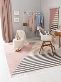 Tapis en laine rose à franges Oasis, Rose, beige, taupe