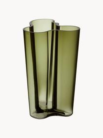 Mondgeblazen vaas Alvar Aalto, H 25 cm, Mondgeblazen glas, Groen, transparant, B 17 x H 25 cm